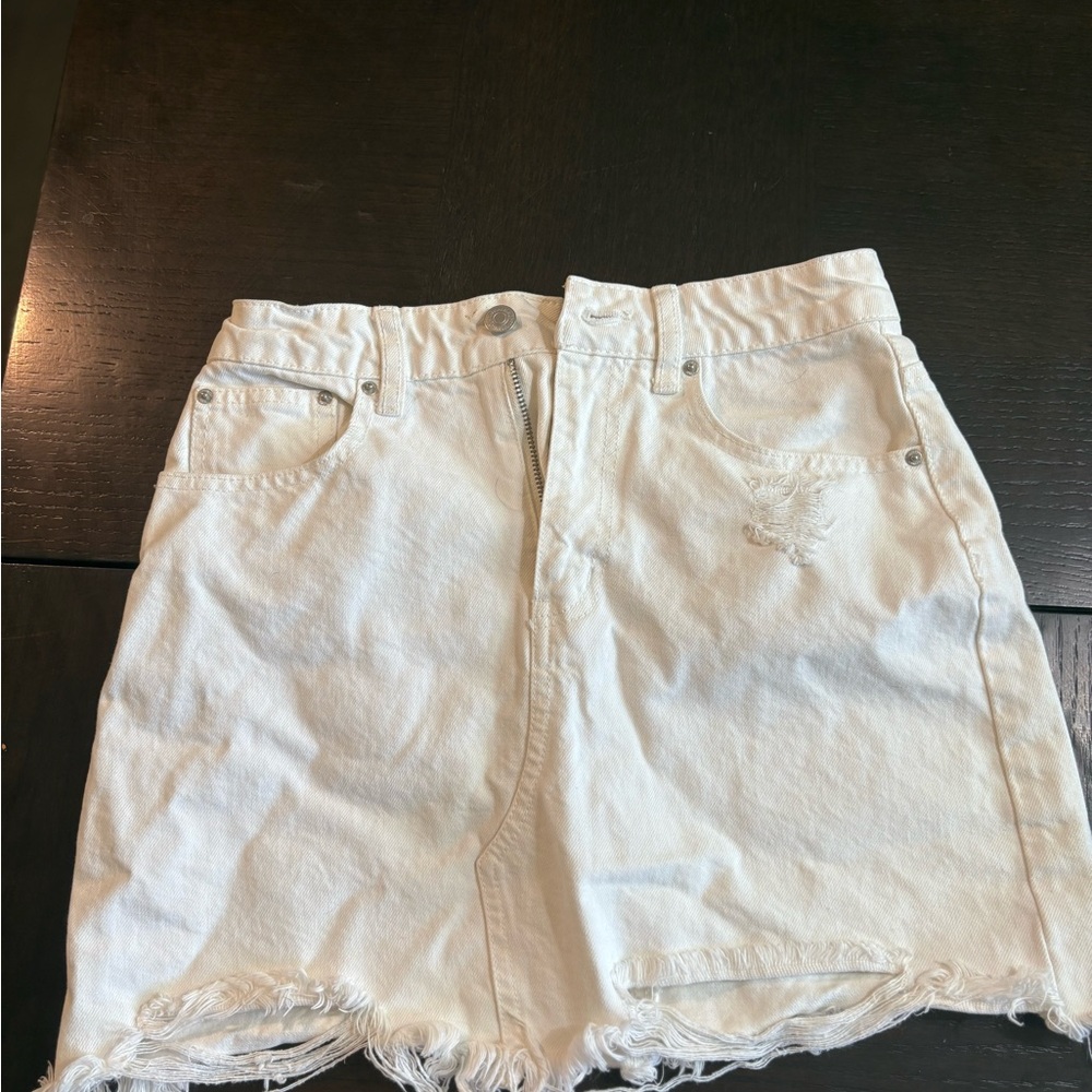 Forever 21 Cream Denim Skirt